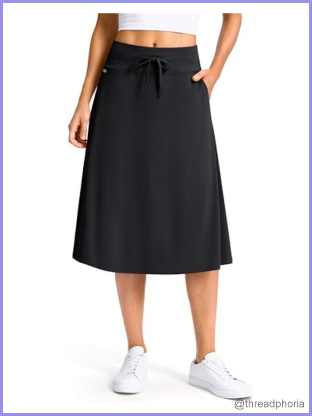 High Waisted Midi Skorts for Women with Pockets Built-in Shorts 28"